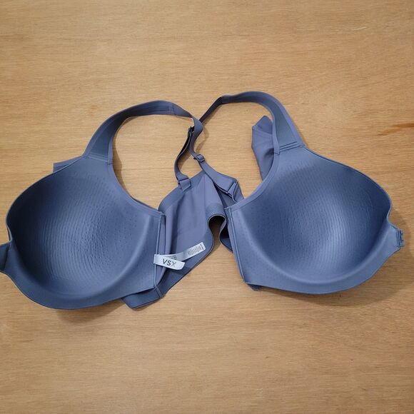 Victoria's Secret Knockout Bra 38DDD  Front Close Sports Zip Women's Gray-Blue - Picture 4 of 12